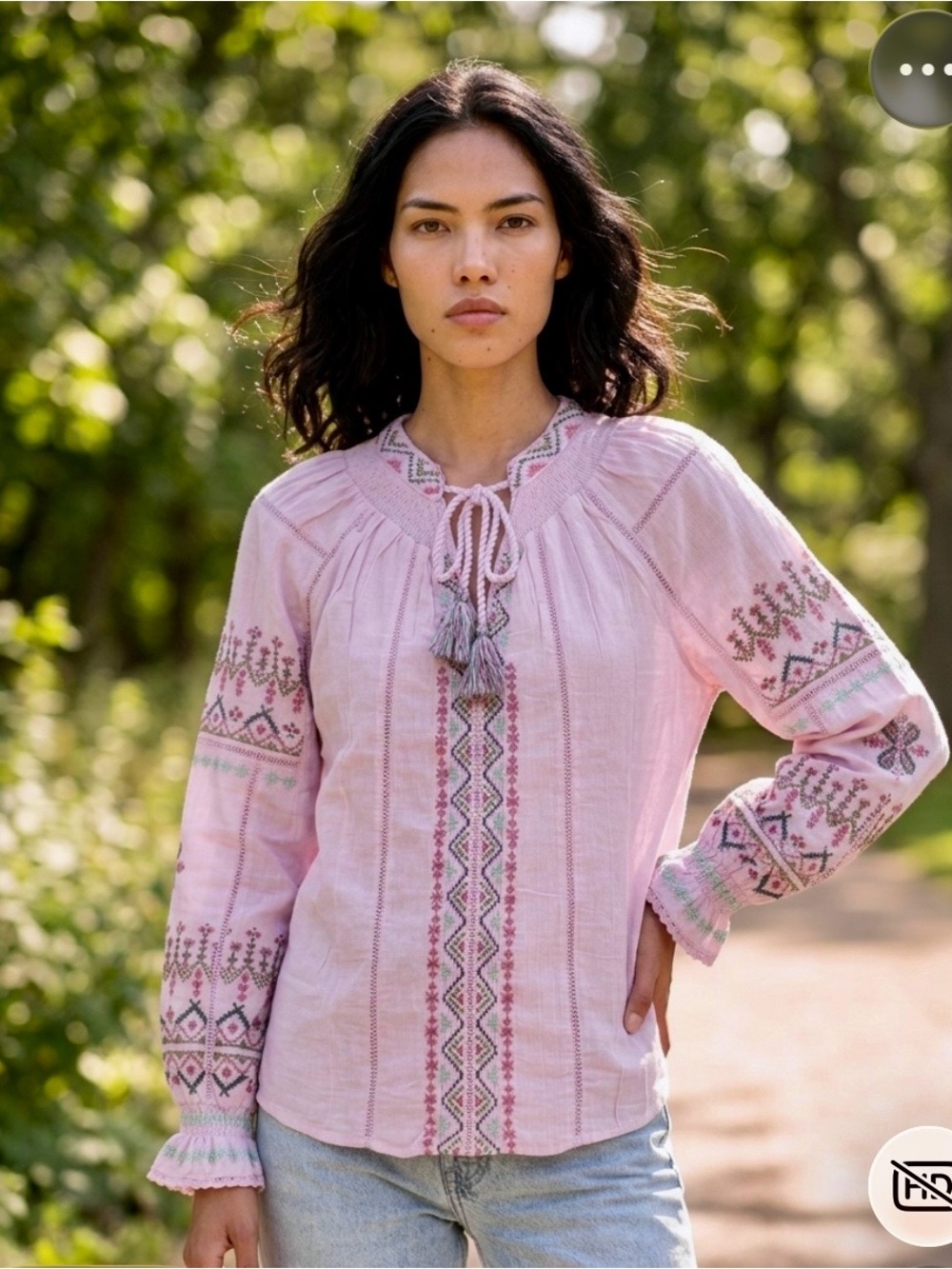 New! Sundance Totora Embroidered Peasant Blouse
